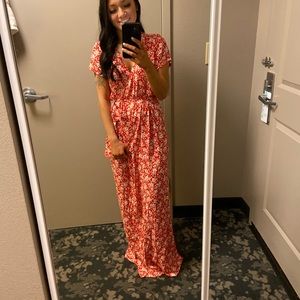 Red Floral Vici Maxi Dress